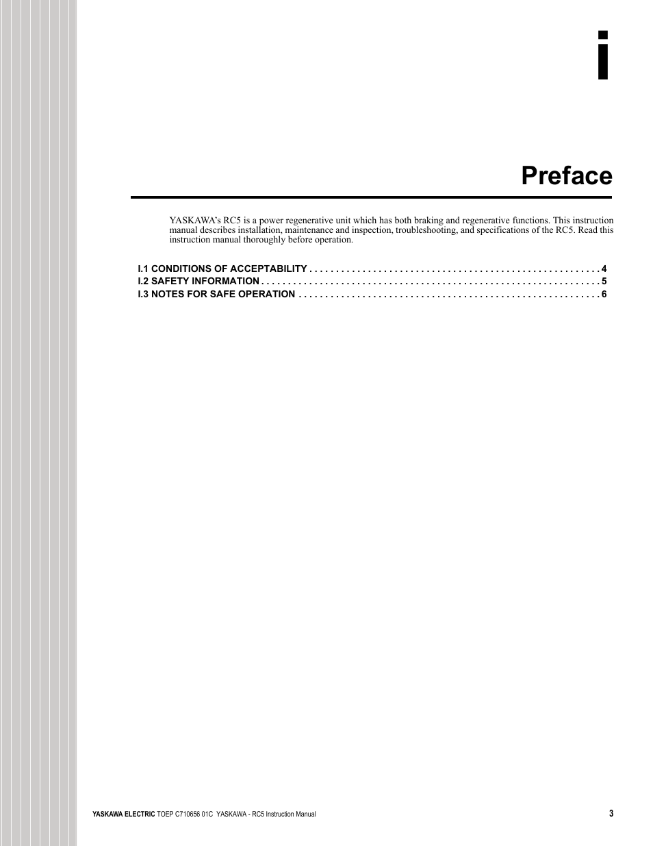 Preface | Yaskawa RC5 Converter User Manual | Page 5 / 69
