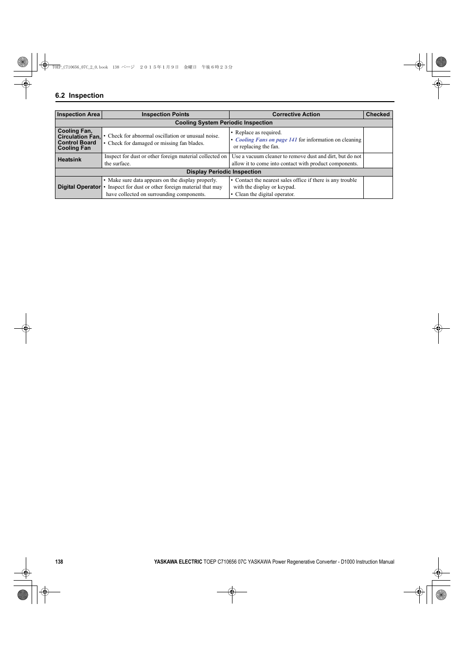 Yaskawa D1000 Series Power Regenerative Converter User Manual | Page 138 / 259