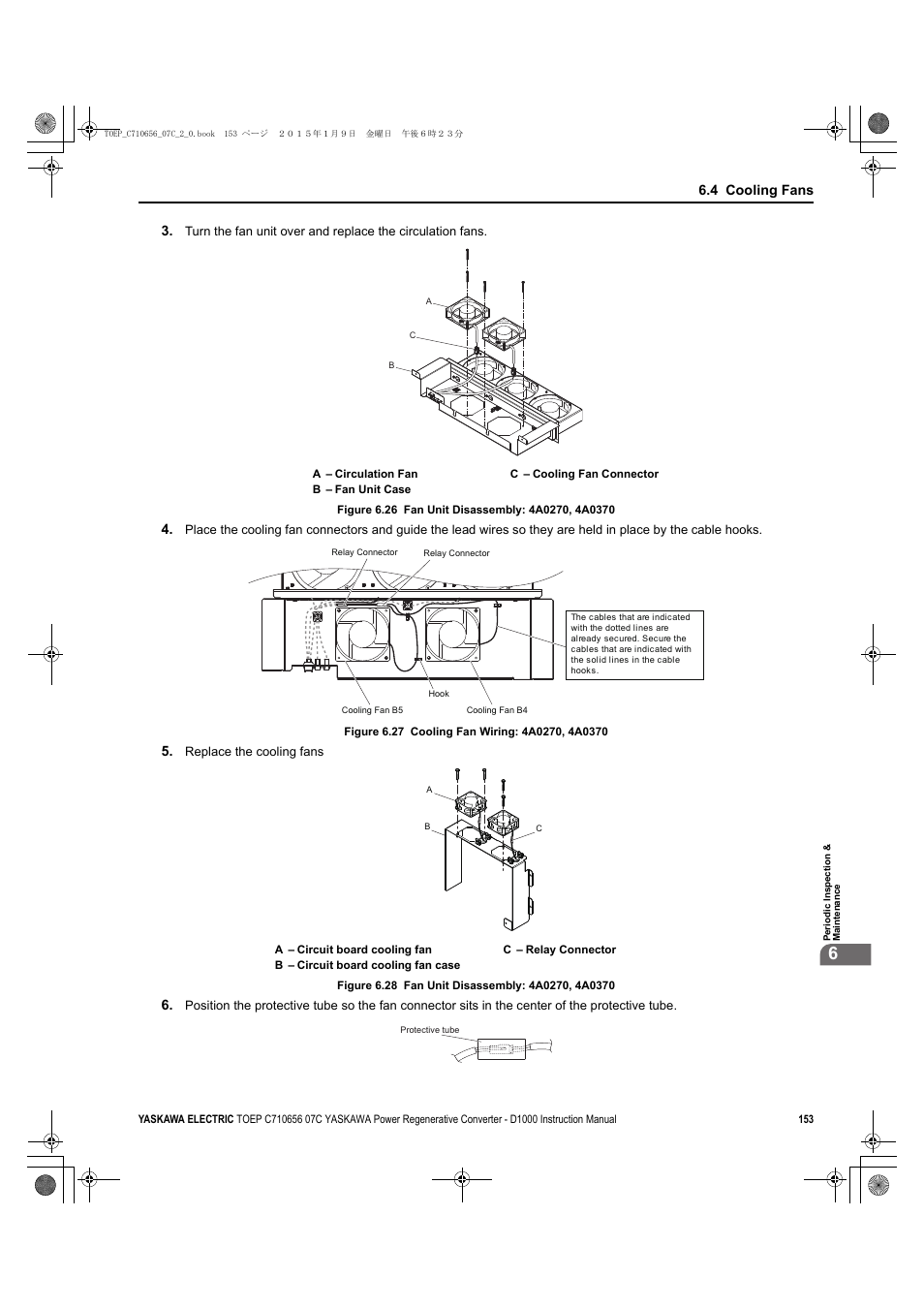 4 cooling fans | Yaskawa D1000 Series Power Regenerative Converter User Manual | Page 153 / 259