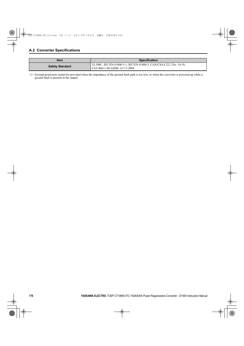 Yaskawa D1000 Series Power Regenerative Converter User Manual | Page 176 / 259