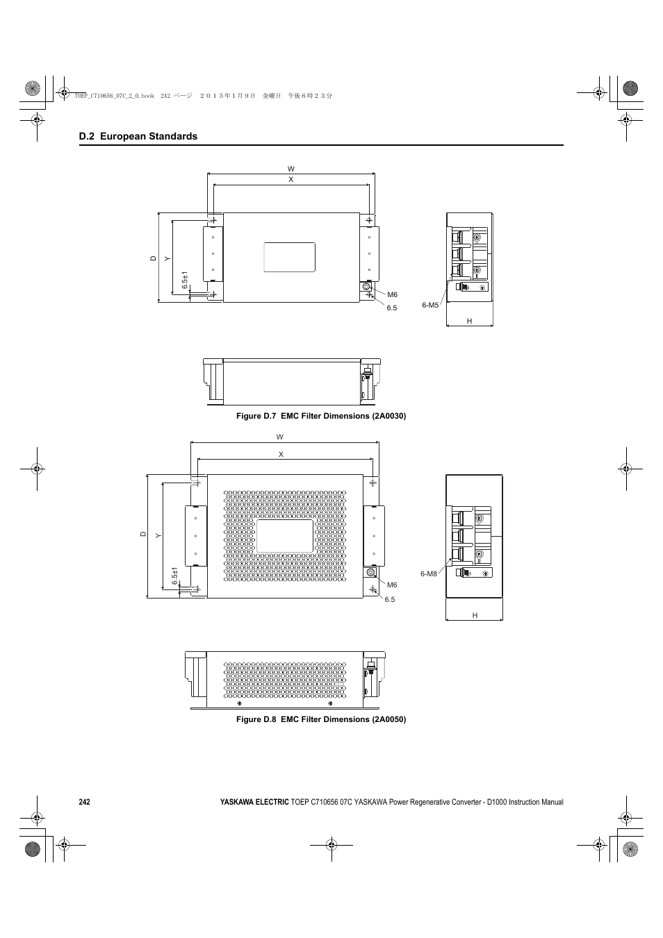Figure d.7, Figure d.8, D.2 european standards | Yaskawa D1000 Series Power Regenerative Converter User Manual | Page 242 / 259