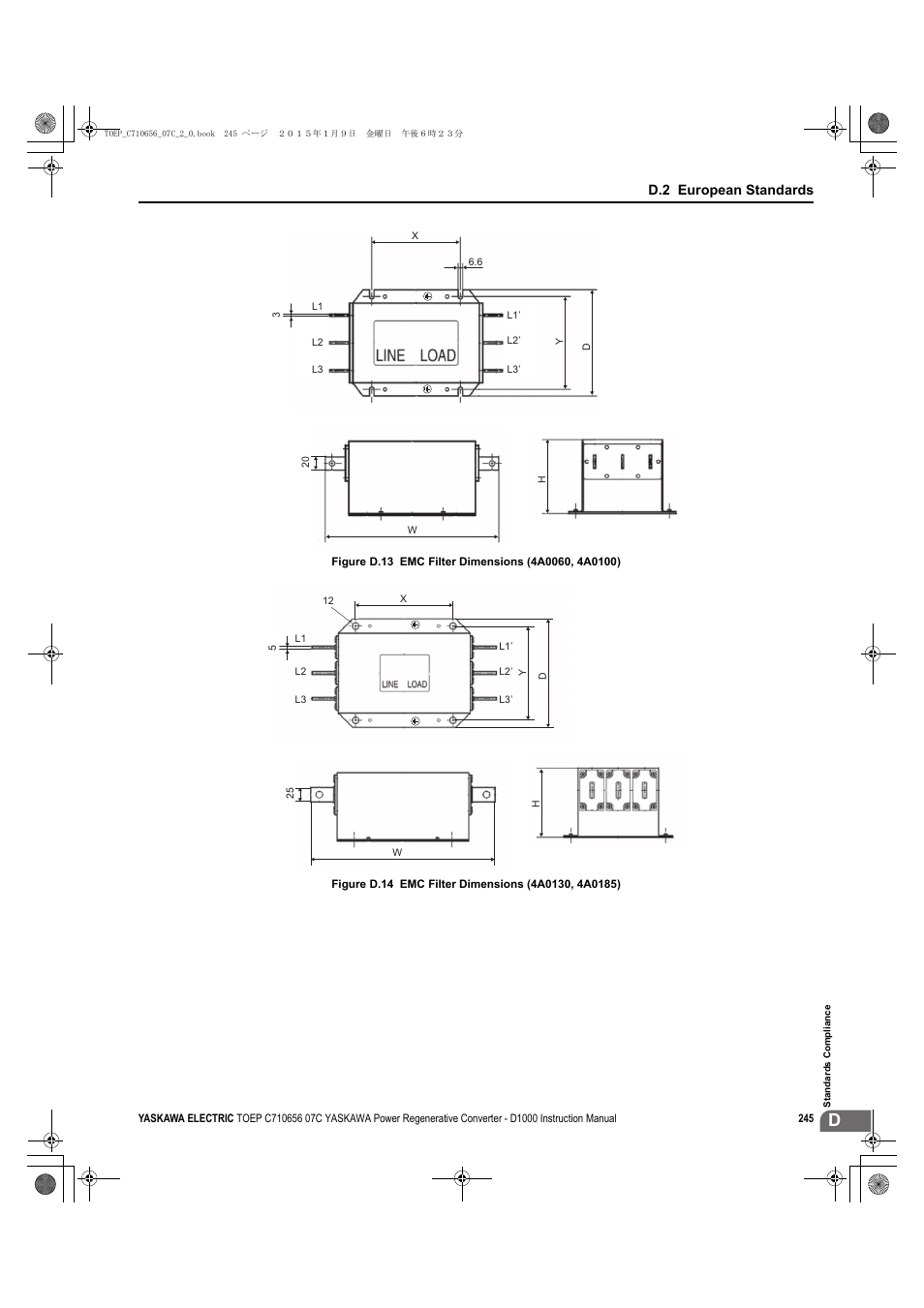 Figure d.13, Figure d.14, D.2 european standards | Yaskawa D1000 Series Power Regenerative Converter User Manual | Page 245 / 259