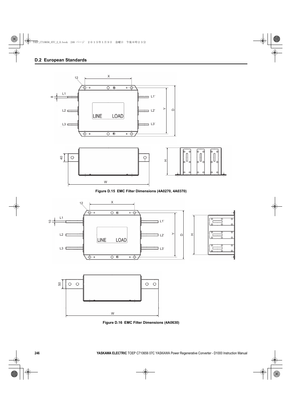 Figure d.15, Figure d.16, D.2 european standards | Yaskawa D1000 Series Power Regenerative Converter User Manual | Page 246 / 259