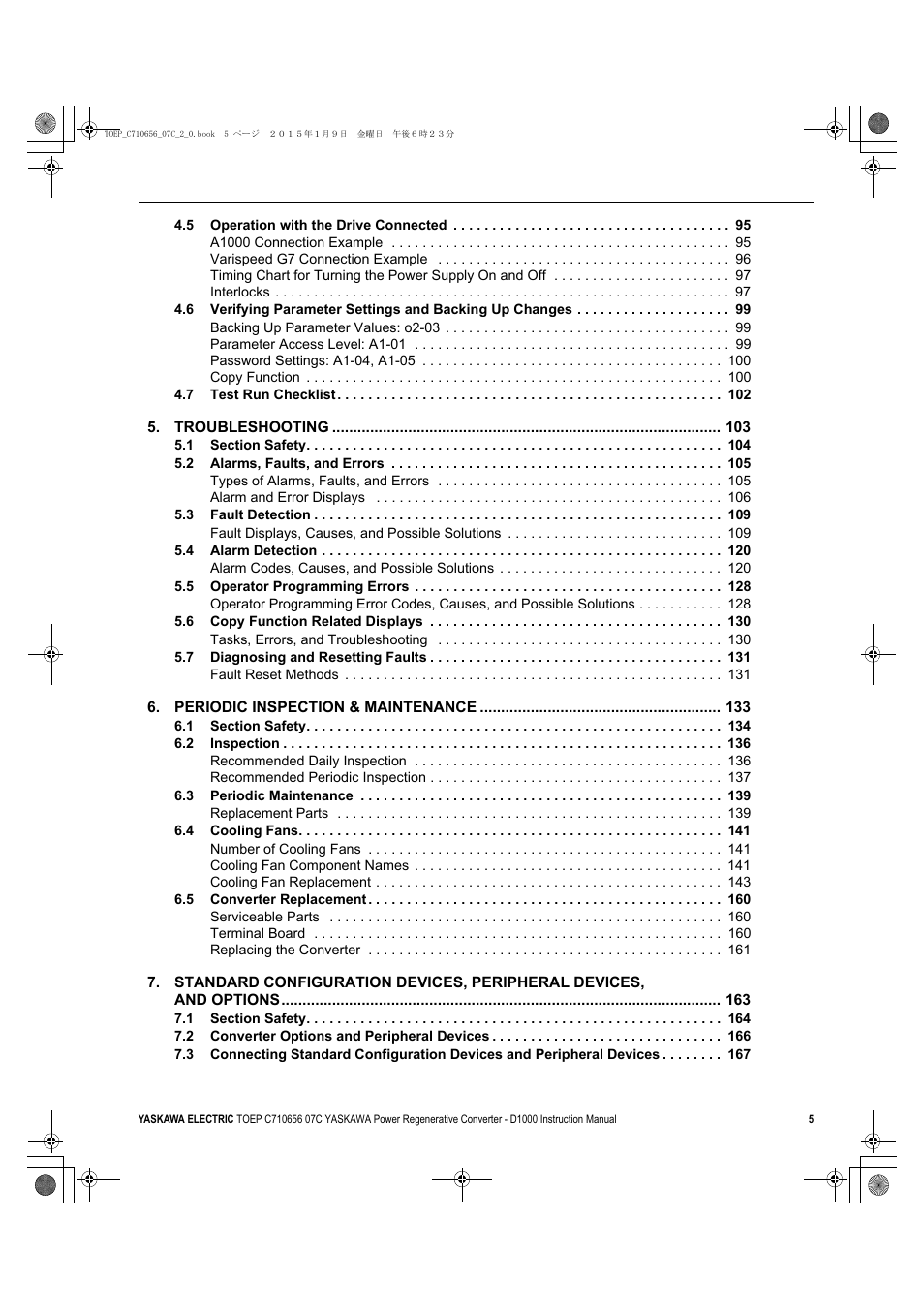Yaskawa D1000 Series Power Regenerative Converter User Manual | Page 5 / 259