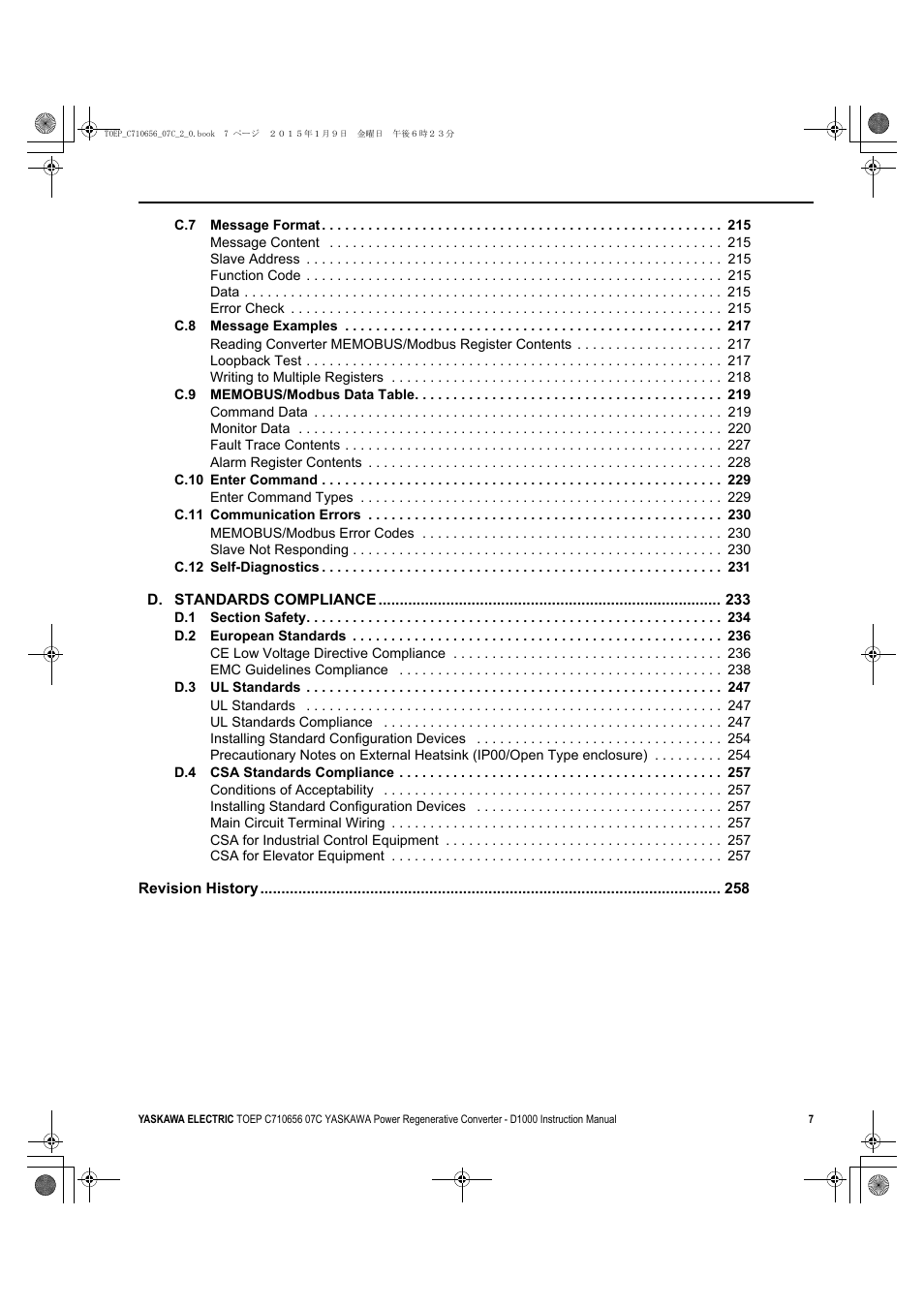 Yaskawa D1000 Series Power Regenerative Converter User Manual | Page 7 / 259