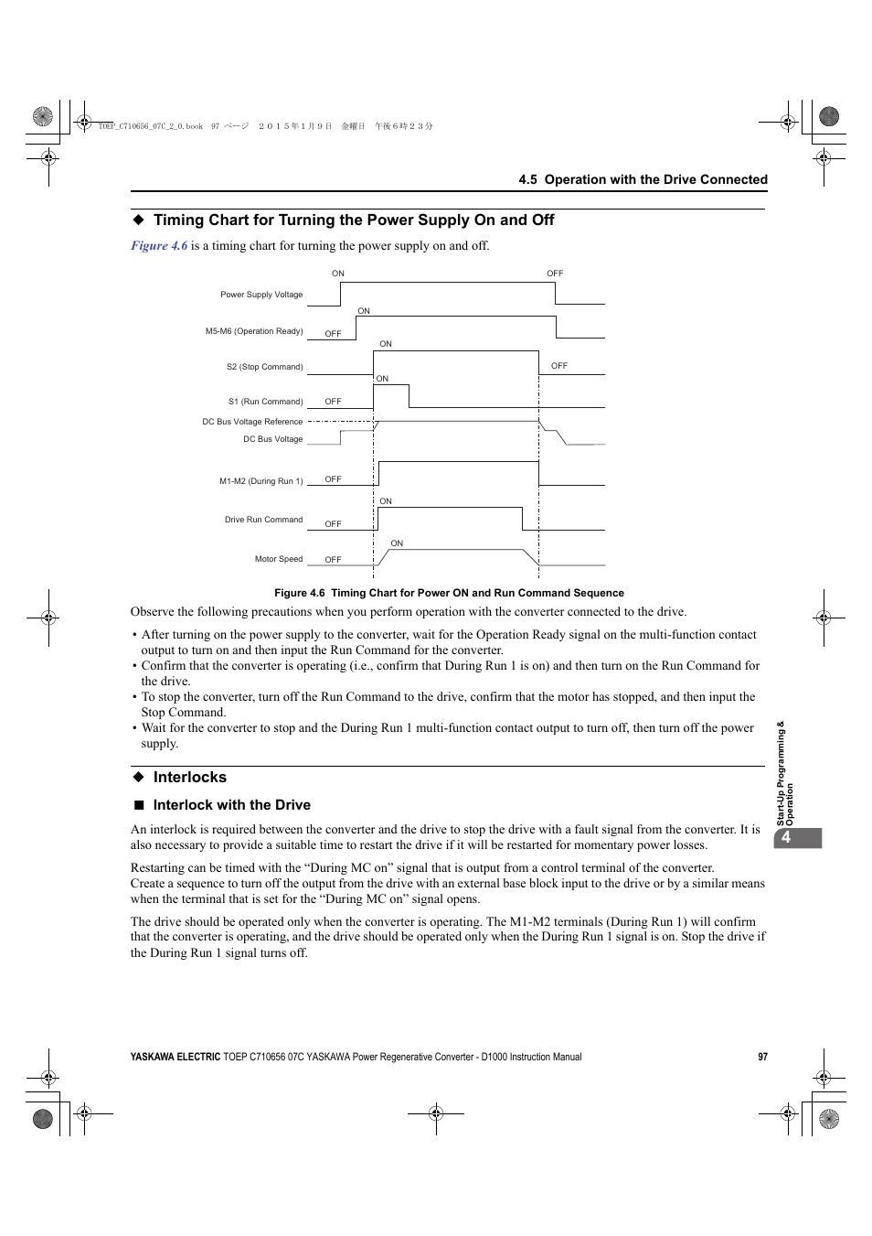 Interlocks, Interlock with the drive | Yaskawa D1000 Series Power Regenerative Converter User Manual | Page 97 / 259