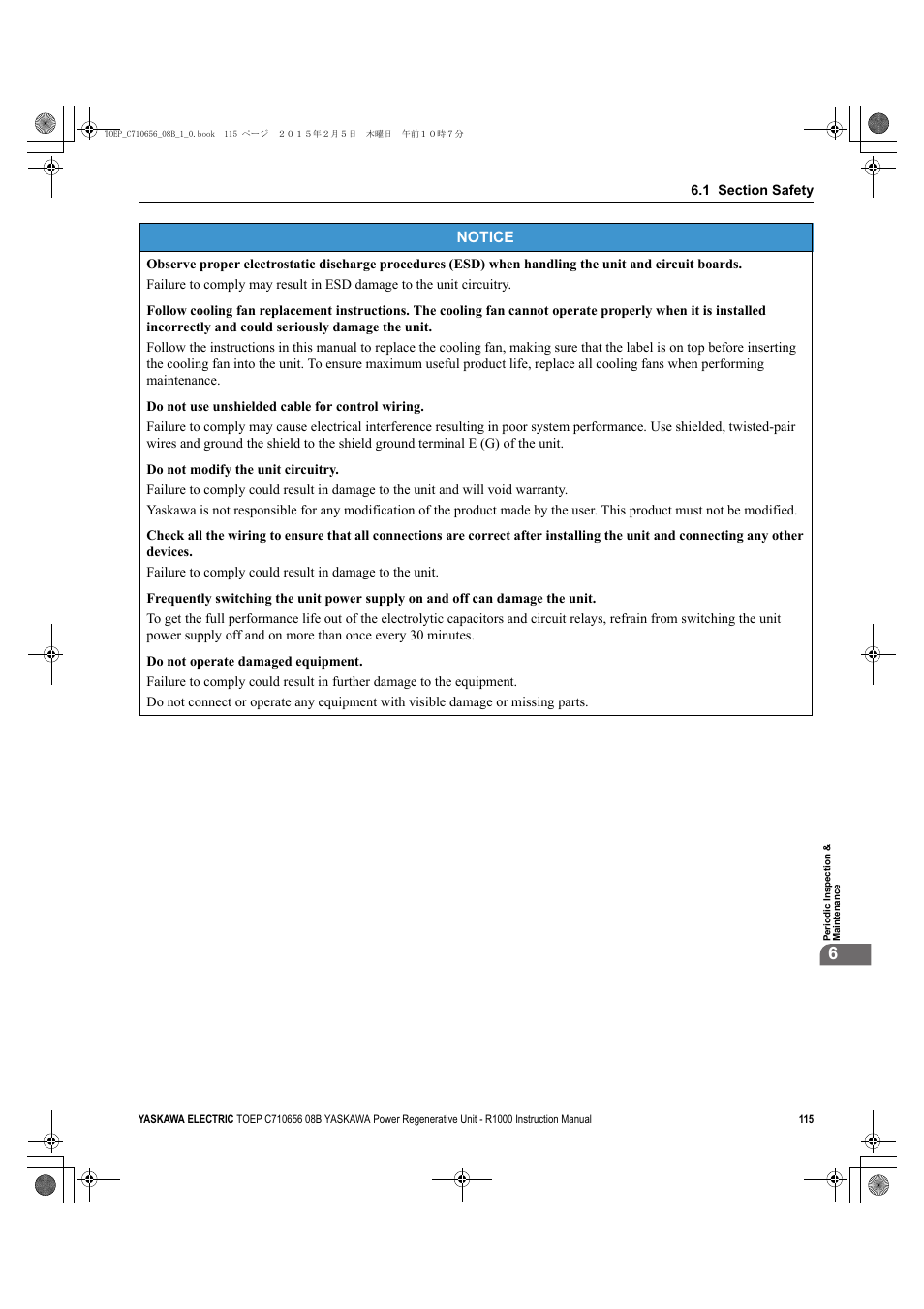 Yaskawa R1000 Series Power Regenerative Unit User Manual | Page 115 / 221