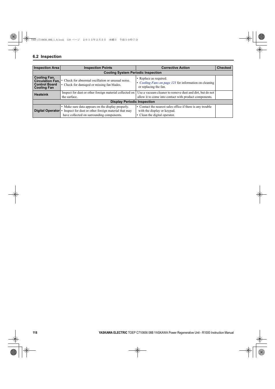 Yaskawa R1000 Series Power Regenerative Unit User Manual | Page 118 / 221