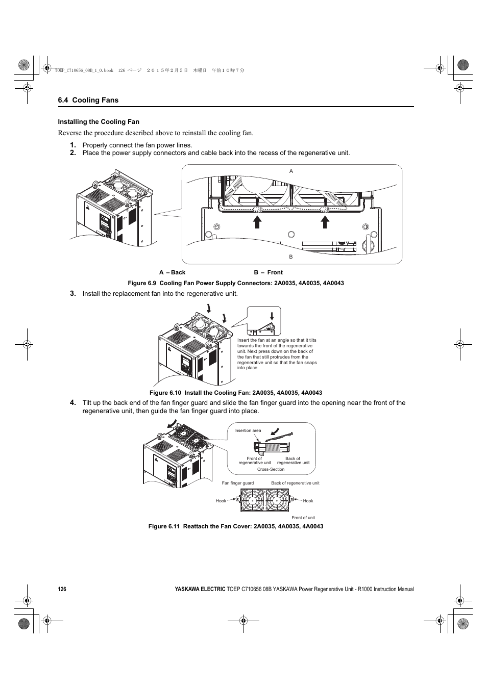 D1000, 4 cooling fans | Yaskawa R1000 Series Power Regenerative Unit User Manual | Page 126 / 221