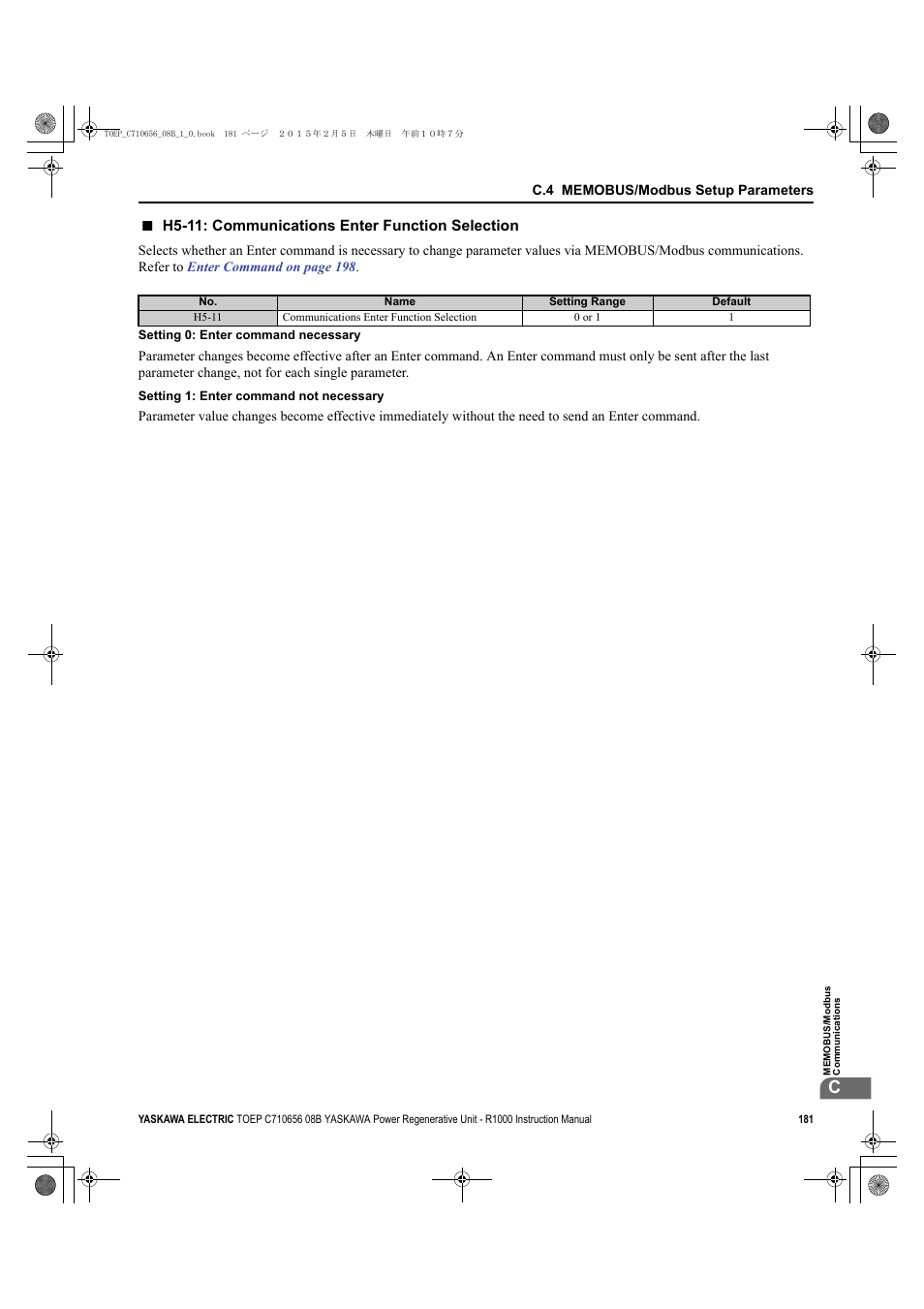 Yaskawa R1000 Series Power Regenerative Unit User Manual | Page 181 / 221