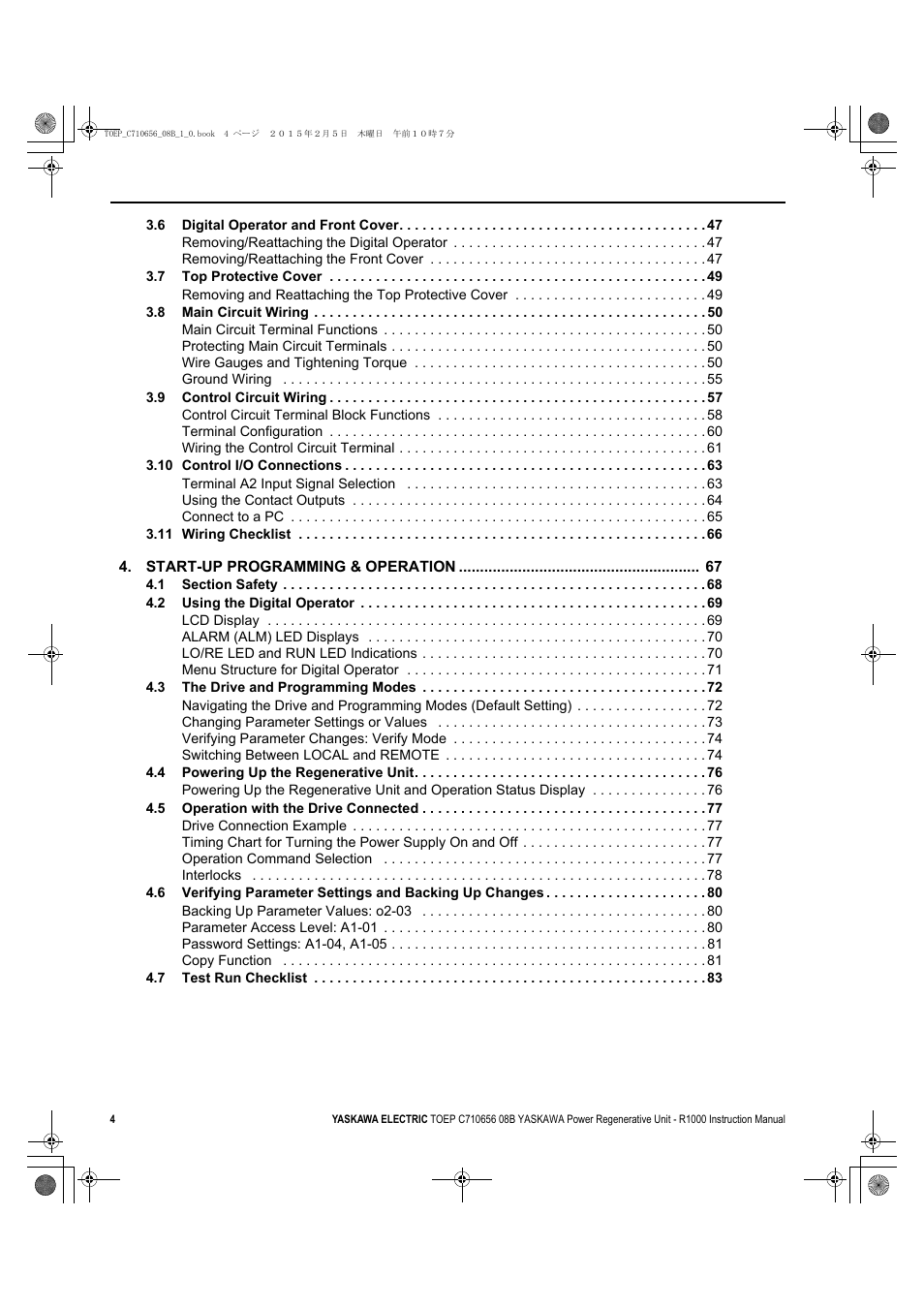 Yaskawa R1000 Series Power Regenerative Unit User Manual | Page 4 / 221