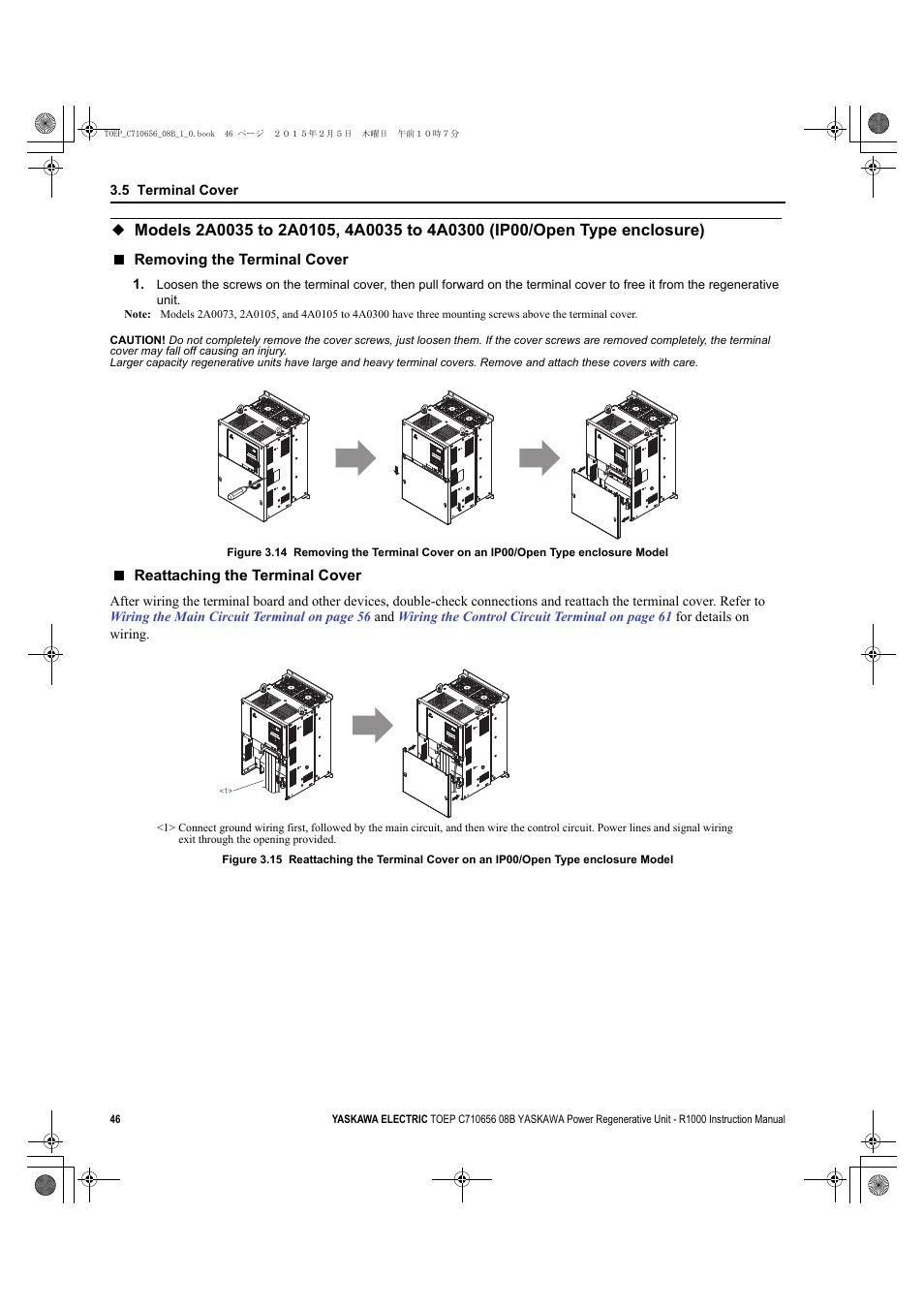 Yaskawa R1000 Series Power Regenerative Unit User Manual | Page 46 / 221