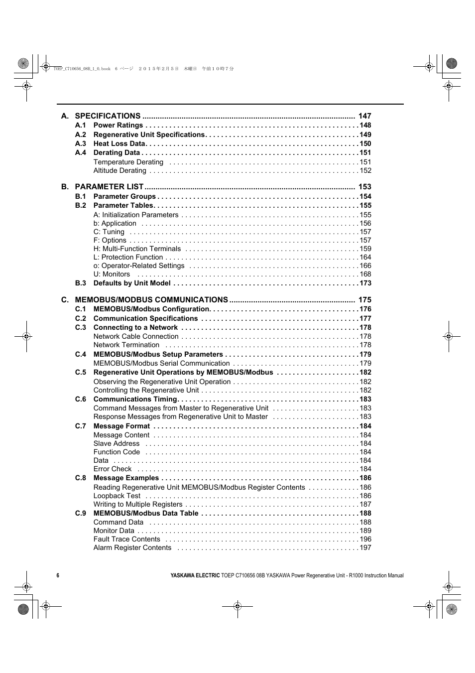 Yaskawa R1000 Series Power Regenerative Unit User Manual | Page 6 / 221