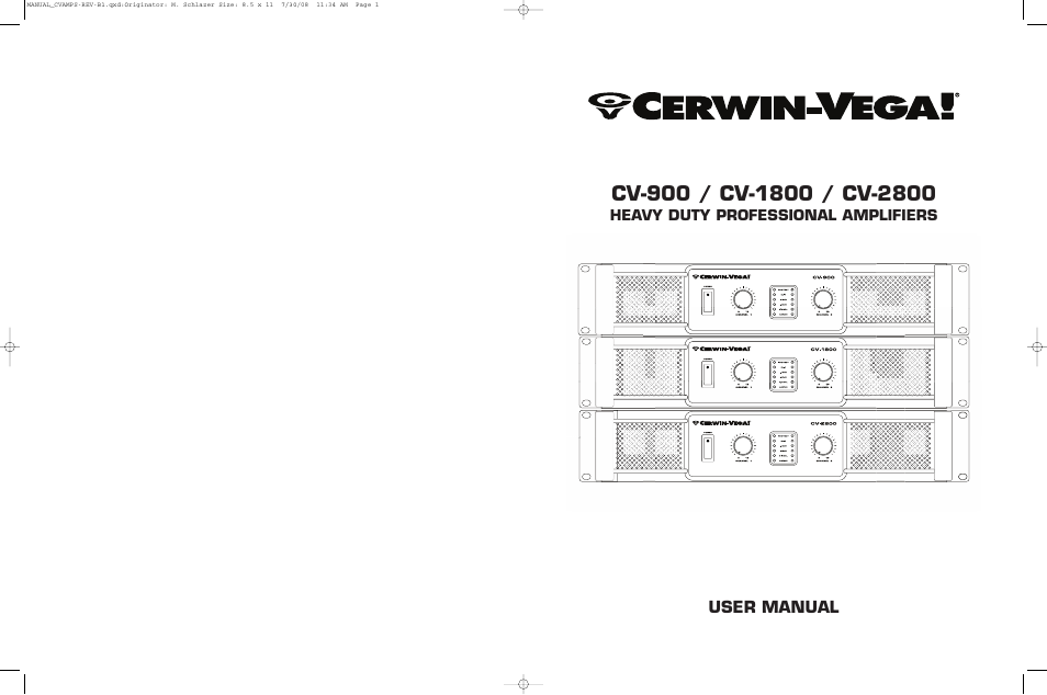 Cerwin-Vega Heavy Duty Professional Amplifiers CV-2800 User Manual | 8 pages