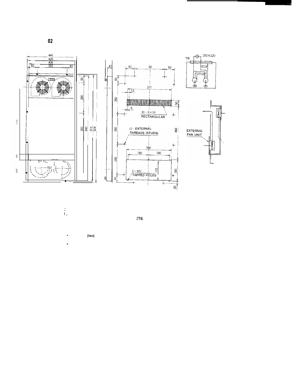 B) heatex, Panel cutout | Yaskawa i80M Connecting Manual User Manual | Page 299 / 332