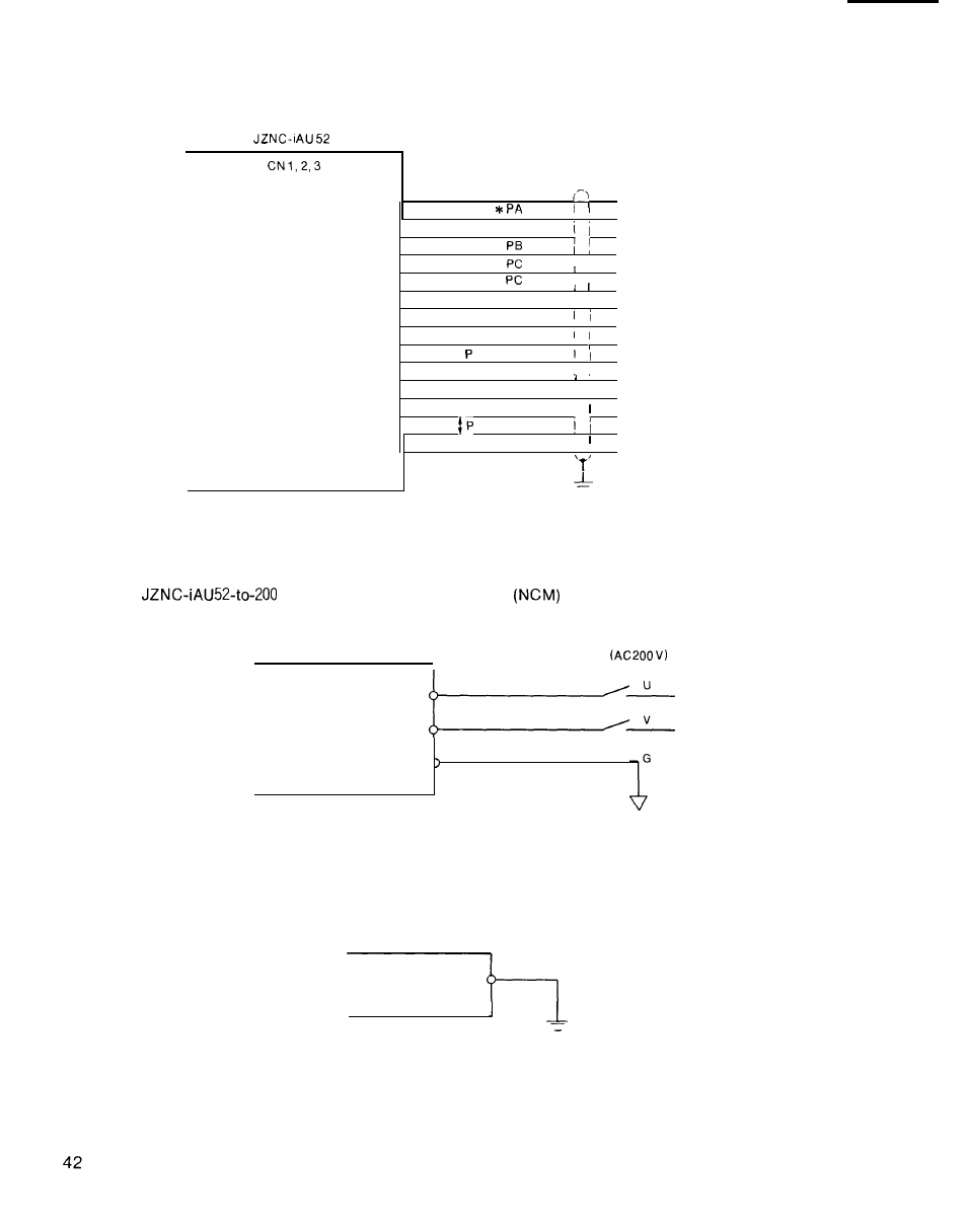 1) jznc-iau52-to-external feedback unit connection, 2) vac power supply connection | Yaskawa i80M Connecting Manual User Manual | Page 42 / 332