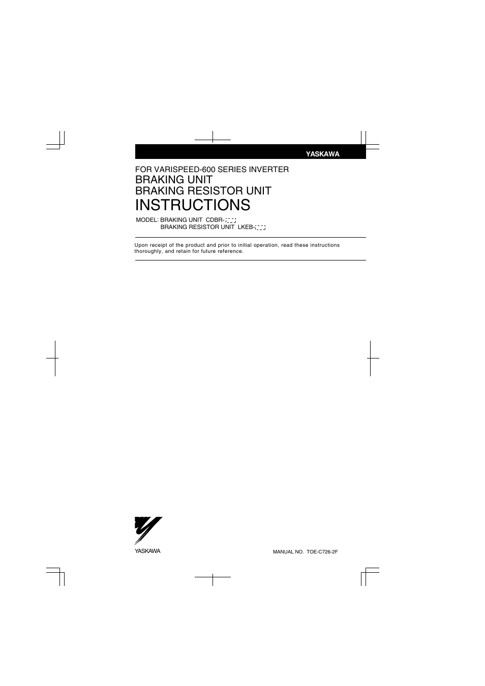 Yaskawa VARISPEED-600 SERIES INVERTER User Manual | 54 pages