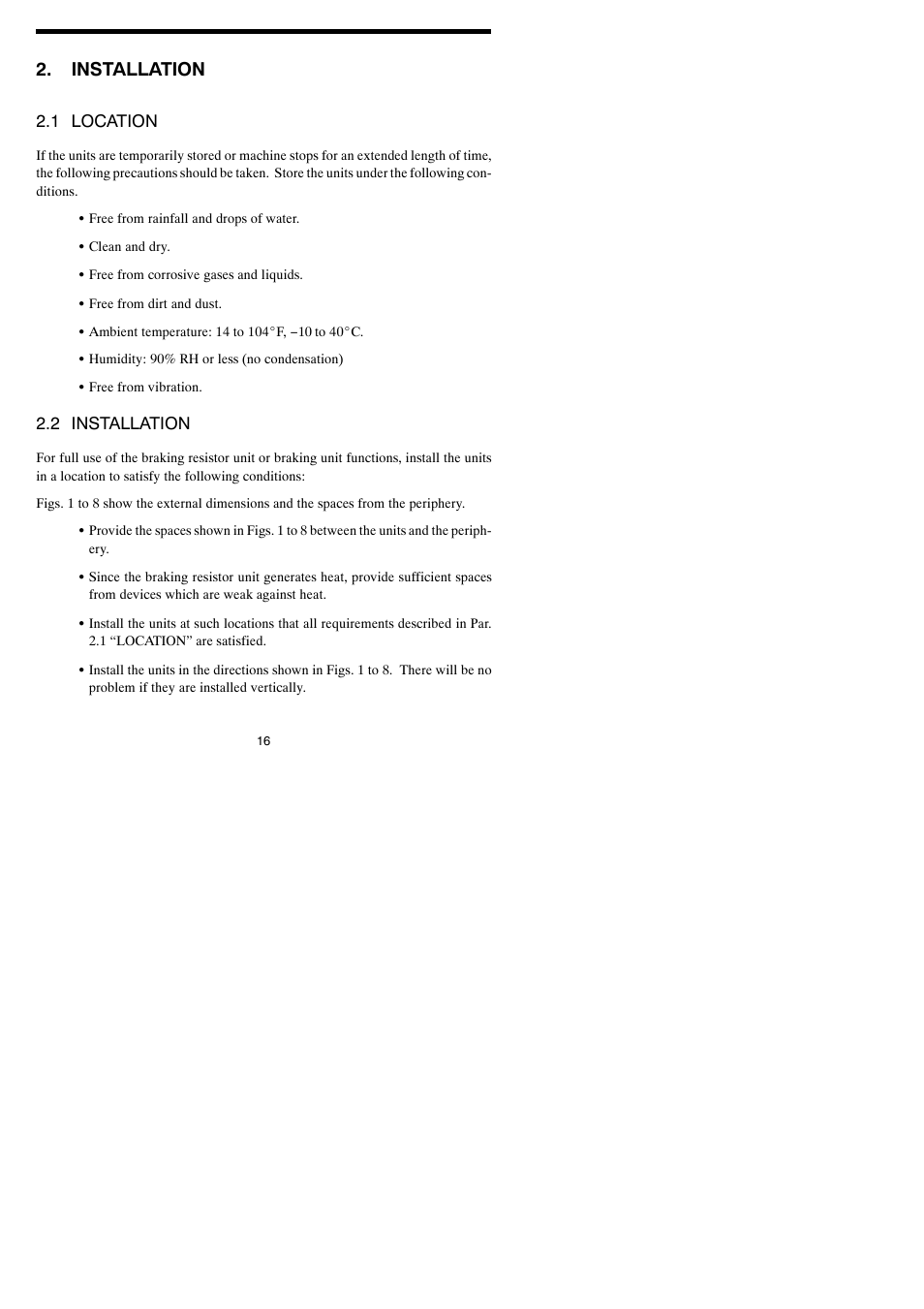 Installation, 1 location, 2 installation | Yaskawa VARISPEED-600 SERIES INVERTER User Manual | Page 15 / 54