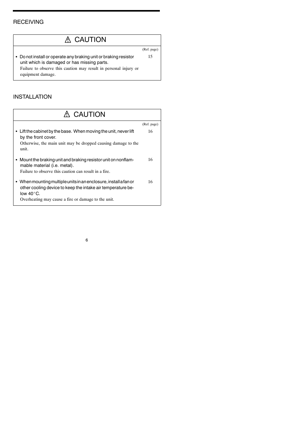 Caution | Yaskawa VARISPEED-600 SERIES INVERTER User Manual | Page 5 / 54