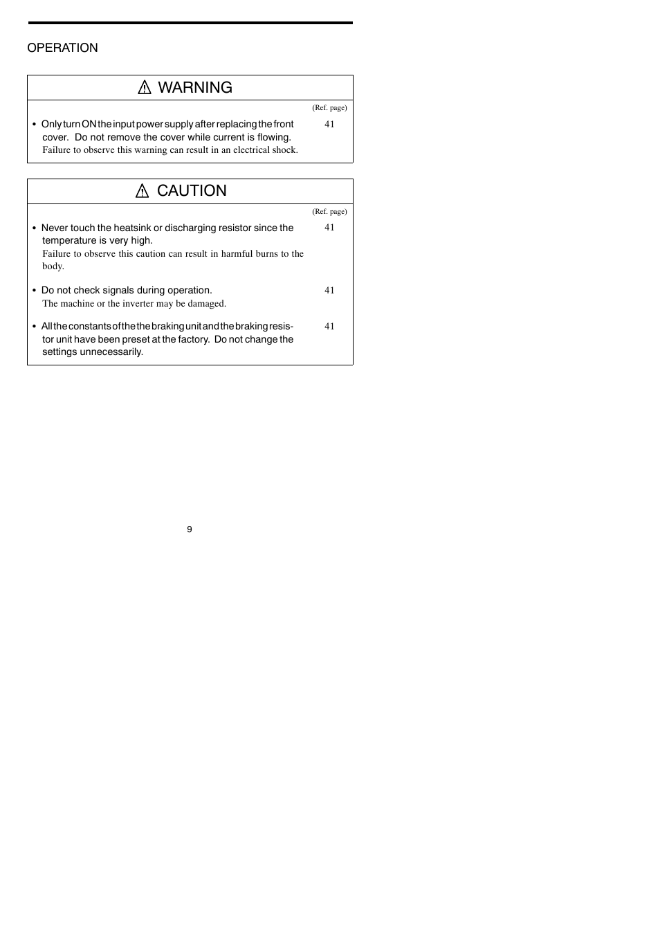 Warning, Caution | Yaskawa VARISPEED-600 SERIES INVERTER User Manual | Page 8 / 54