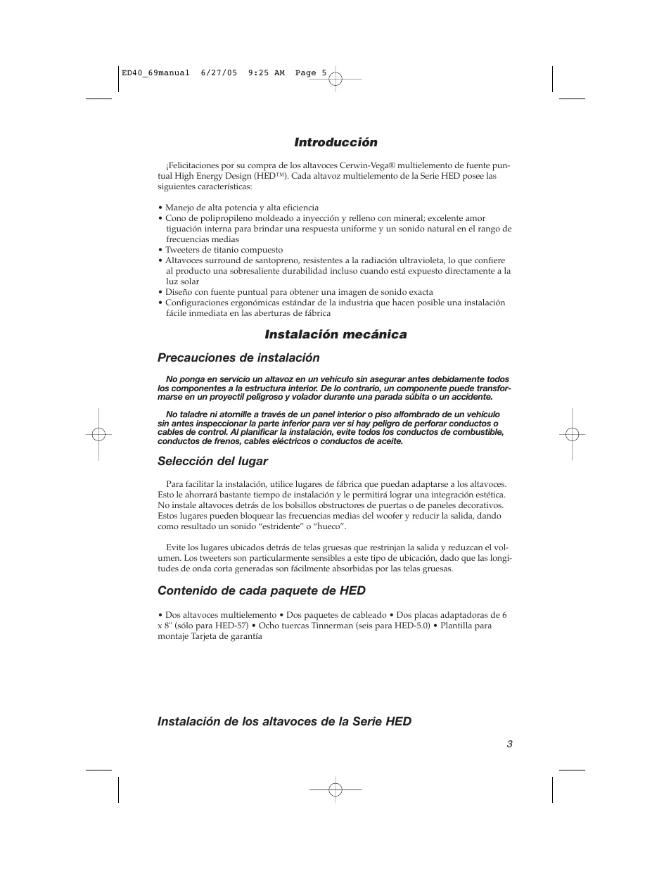 Cerwin-Vega HED-57 User Manual | Page 5 / 14