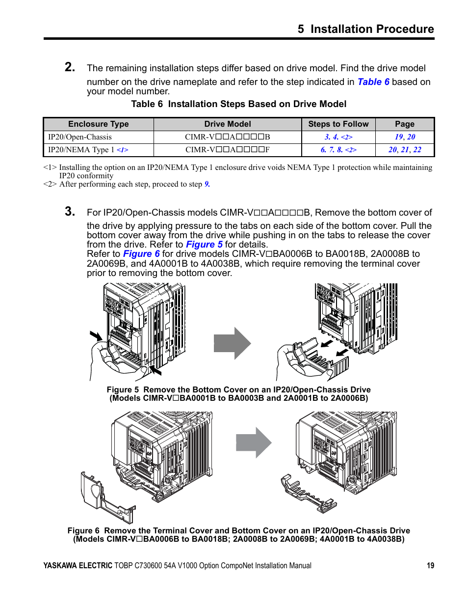 5 installation procedure | Yaskawa AC Drive V1000-Series Option SI-M3/V CompoNet User Manual | Page 19 / 38