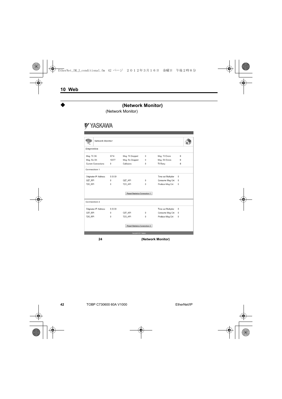 ネットワーク監視ページ(network monitor) | Yaskawa SI-EN3/V EtherNet/IP for V1000 Drive User Manual | Page 92 / 104