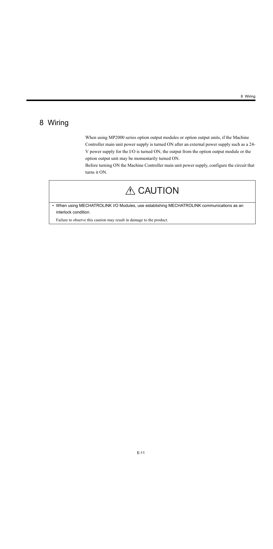 8 wiring, Caution | Yaskawa MP2000 Series Machine Controller Safety Precautions User Manual | Page 13 / 21