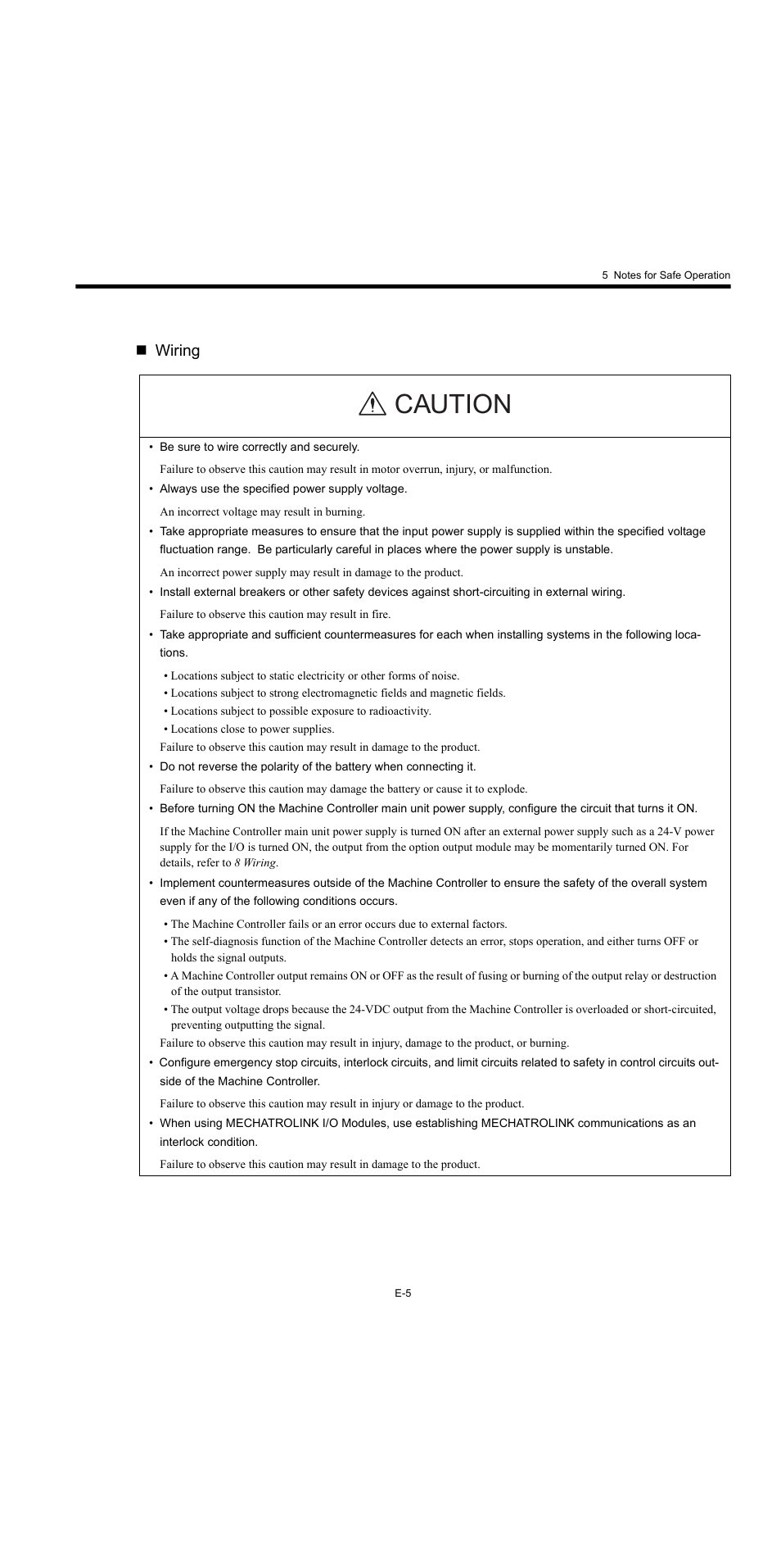 Caution, Wiring | Yaskawa MP2000 Series Machine Controller Safety Precautions User Manual | Page 7 / 21