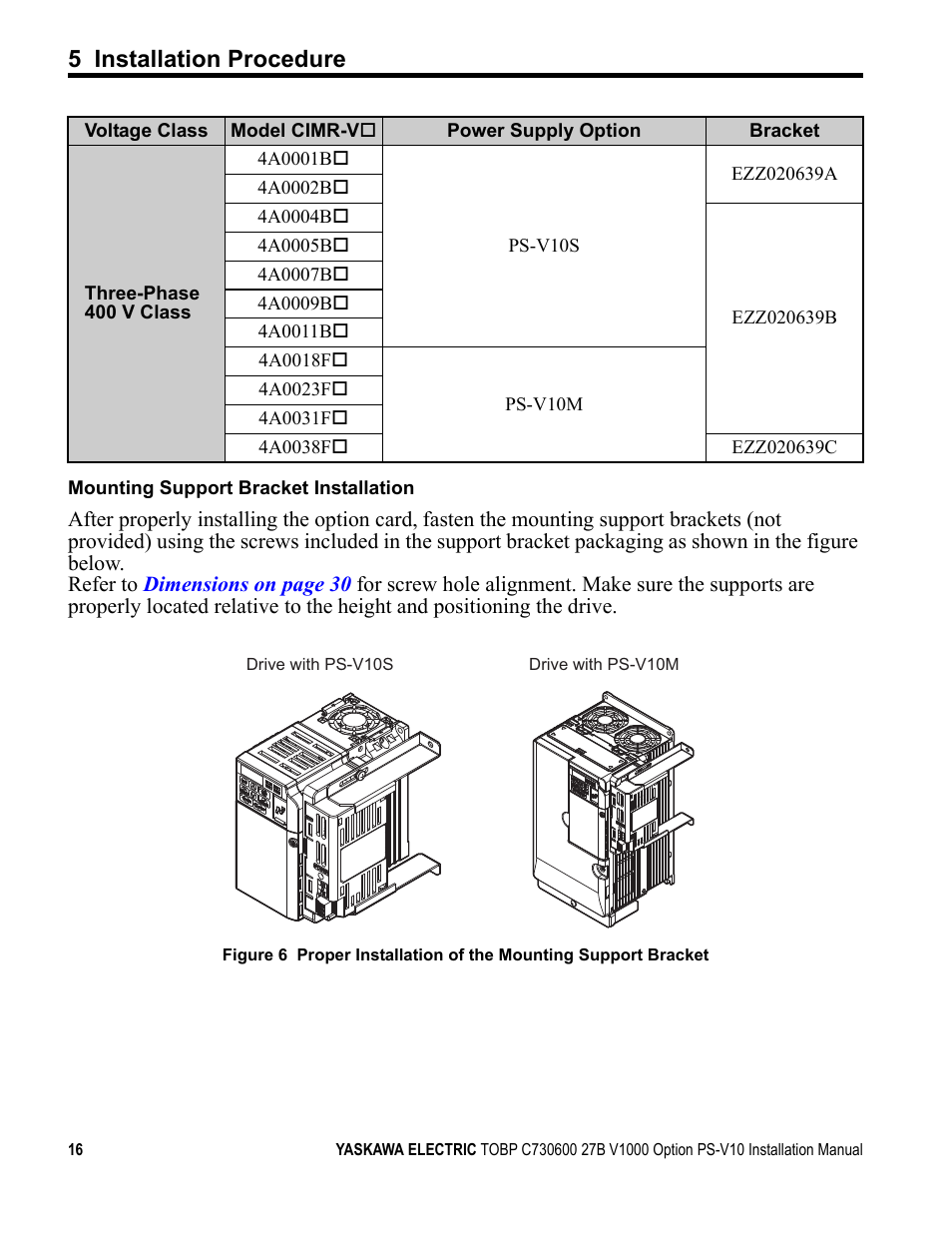 5 installation procedure | Yaskawa V1000 Option 24 V Power Supply User Manual | Page 16 / 38