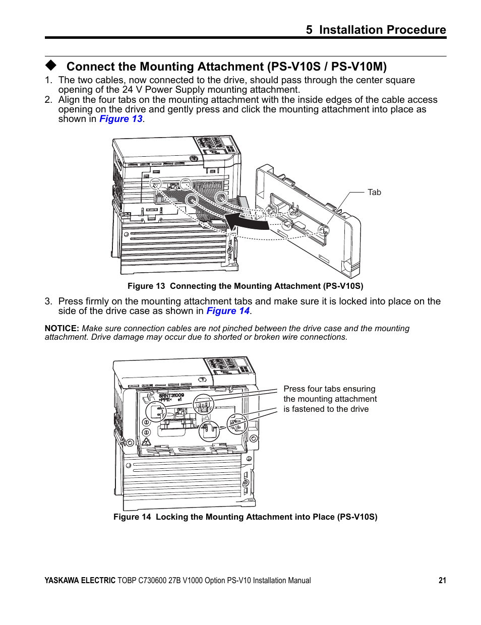 5 installation procedure | Yaskawa V1000 Option 24 V Power Supply User Manual | Page 21 / 38