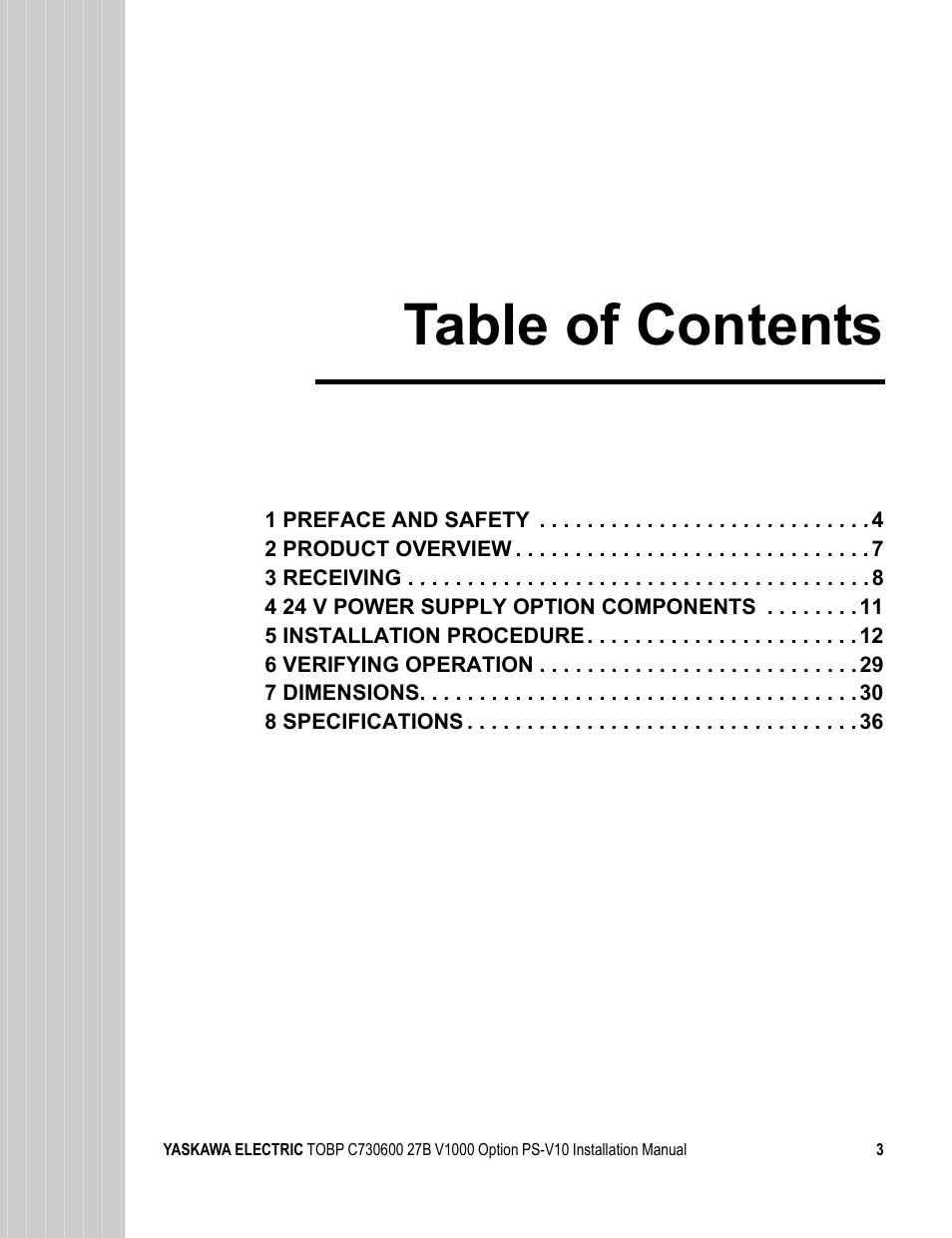 Yaskawa V1000 Option 24 V Power Supply User Manual | Page 3 / 38