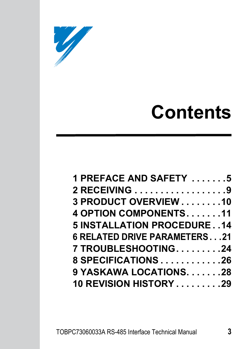 Yaskawa RS-485 MEMOBUS User Manual | Page 3 / 30