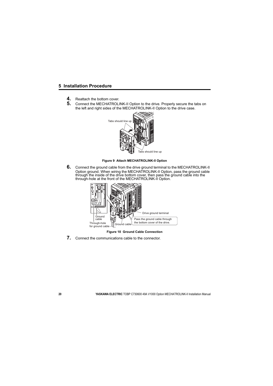5 installation procedure | Yaskawa V1000 Option Mechatrolink-II SI-T3/V User Manual | Page 20 / 30