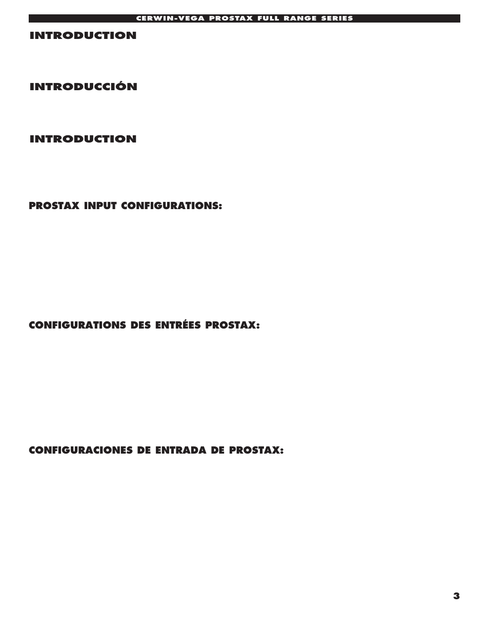 Introduction, Introducción | Cerwin-Vega ProStax PSX-36 User Manual | Page 3 / 4