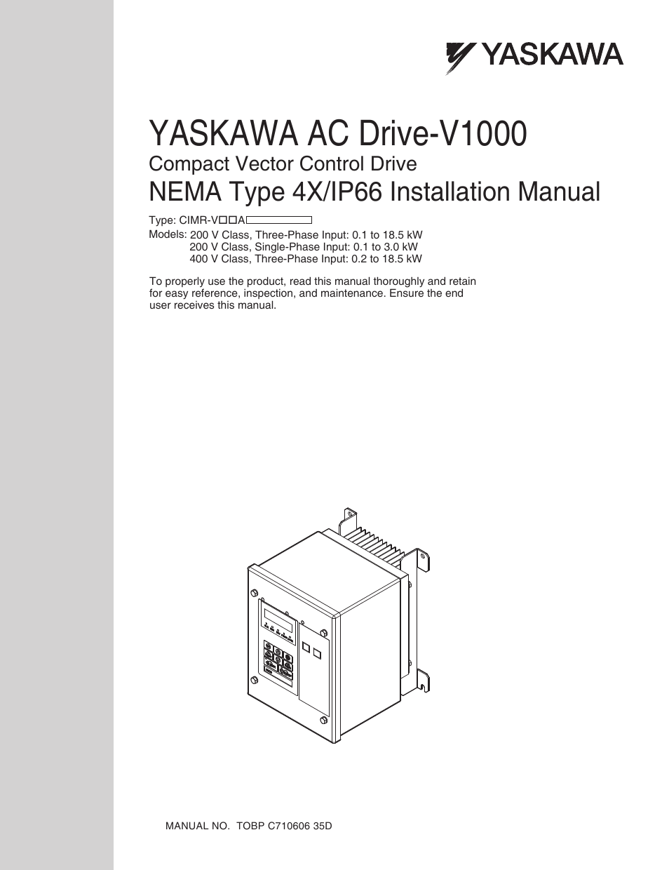 Yaskawa V1000 NEMA Type 4X/IP66 User Manual | 56 pages