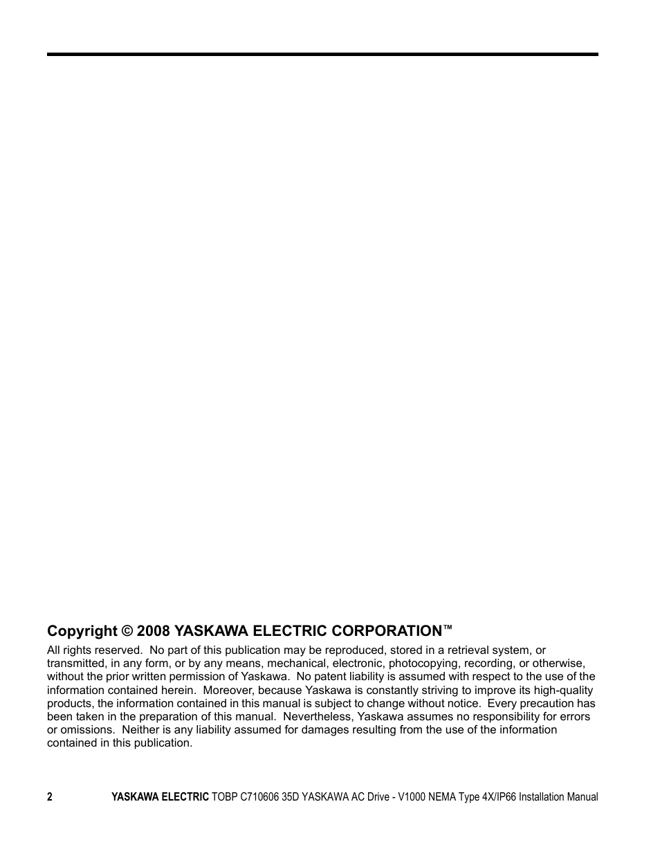 Yaskawa V1000 NEMA Type 4X/IP66 User Manual | Page 2 / 56