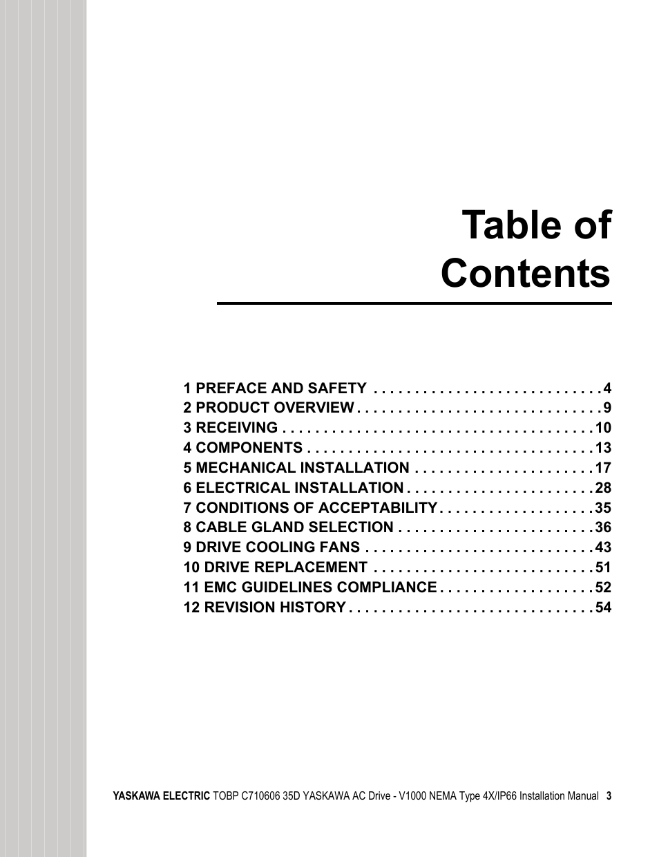 Yaskawa V1000 NEMA Type 4X/IP66 User Manual | Page 3 / 56