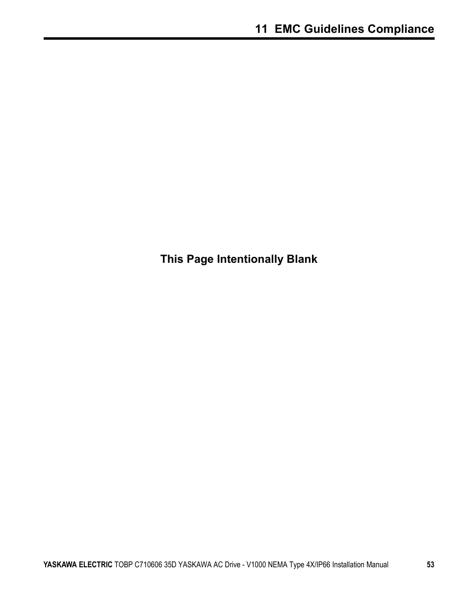11 emc guidelines compliance, This page intentionally blank | Yaskawa V1000 NEMA Type 4X/IP66 User Manual | Page 53 / 56