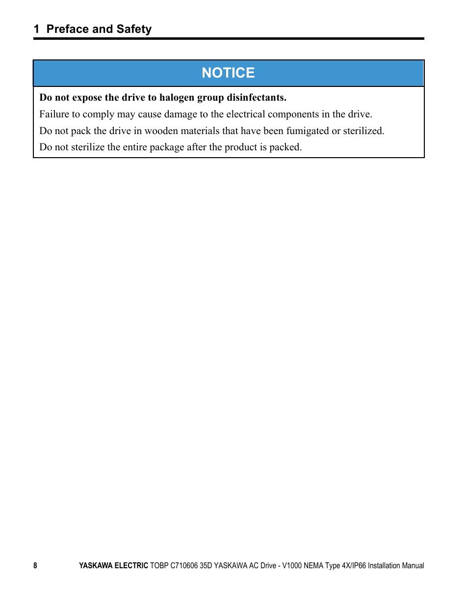 Notice | Yaskawa V1000 NEMA Type 4X/IP66 User Manual | Page 8 / 56