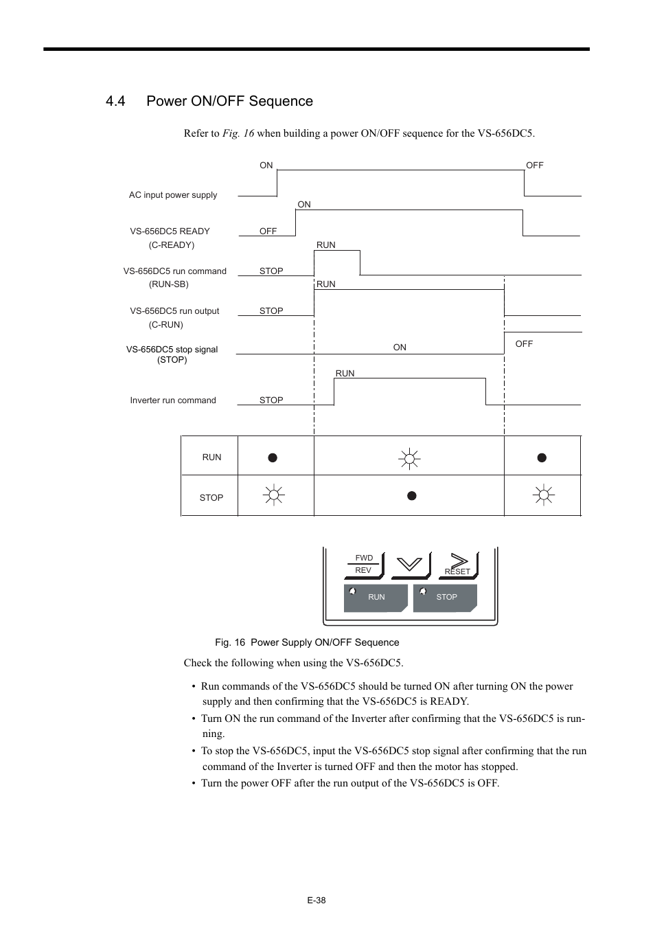 4 power on/off sequence | Yaskawa Varispeed-656 DC5 User Manual | Page 48 / 71