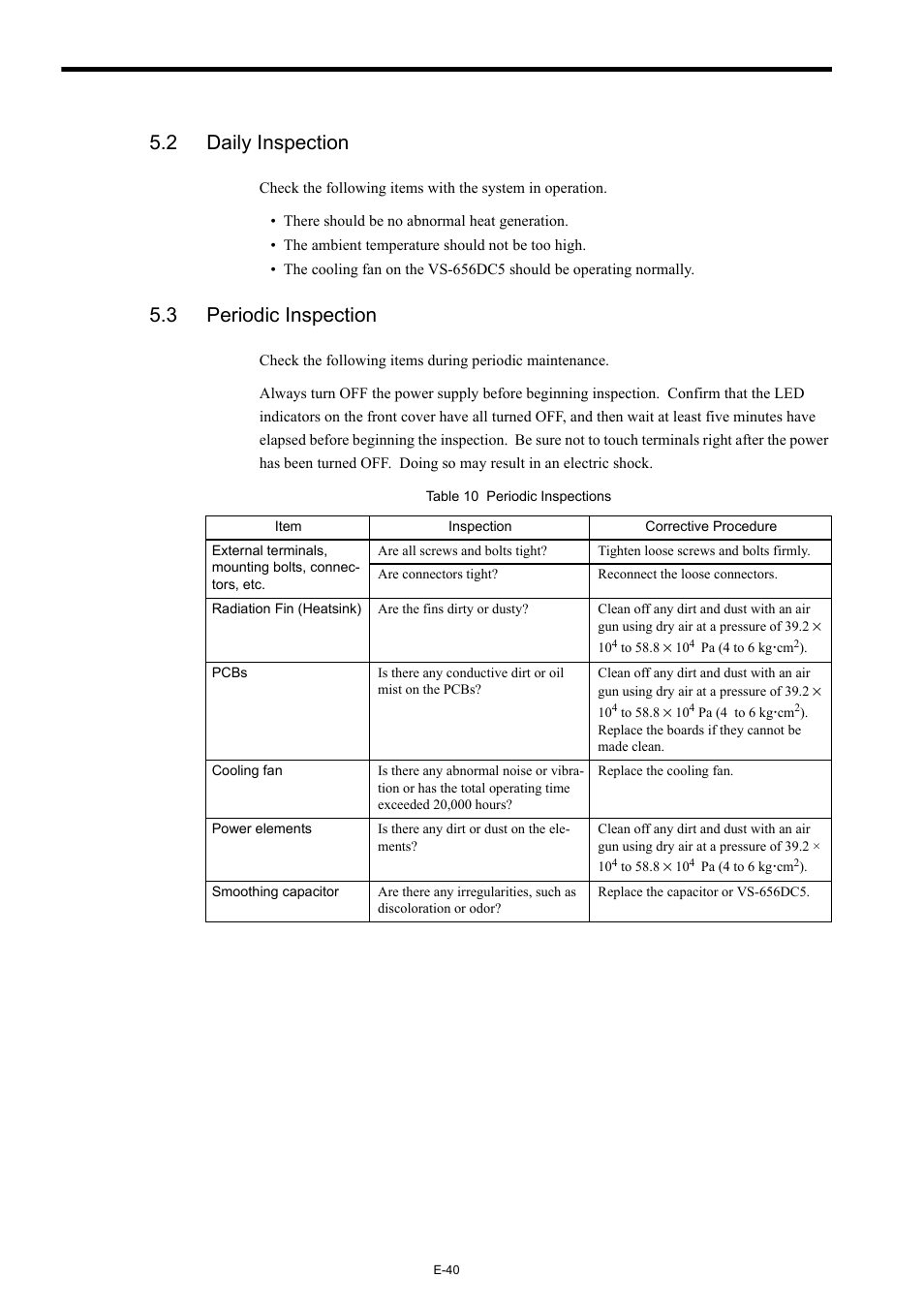 2 daily inspection, 3 periodic inspection | Yaskawa Varispeed-656 DC5 User Manual | Page 50 / 71