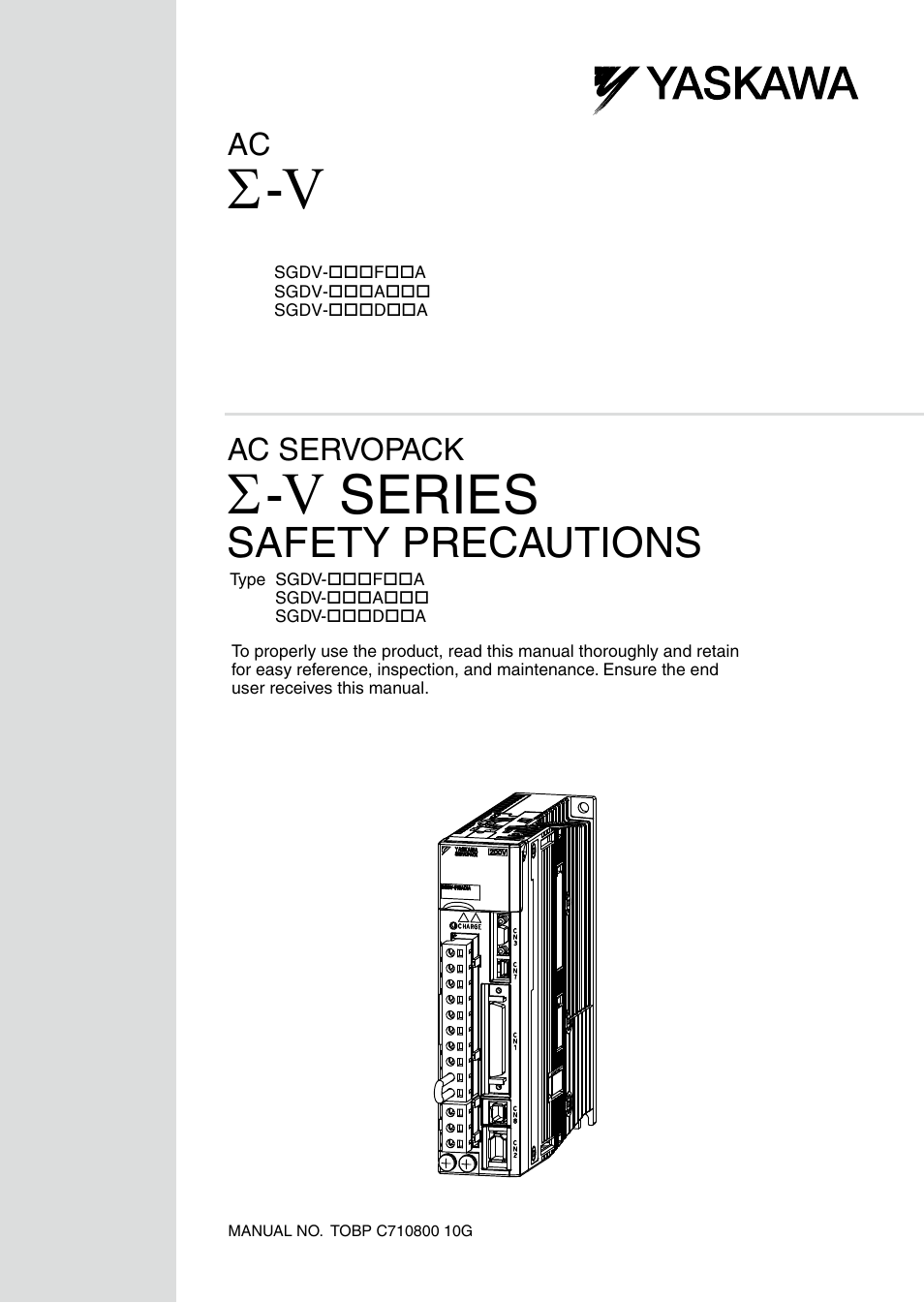 Yaskawa Sigma-5 Safety Precautions for SGDV Servo Amplifier User Manual | 34 pages