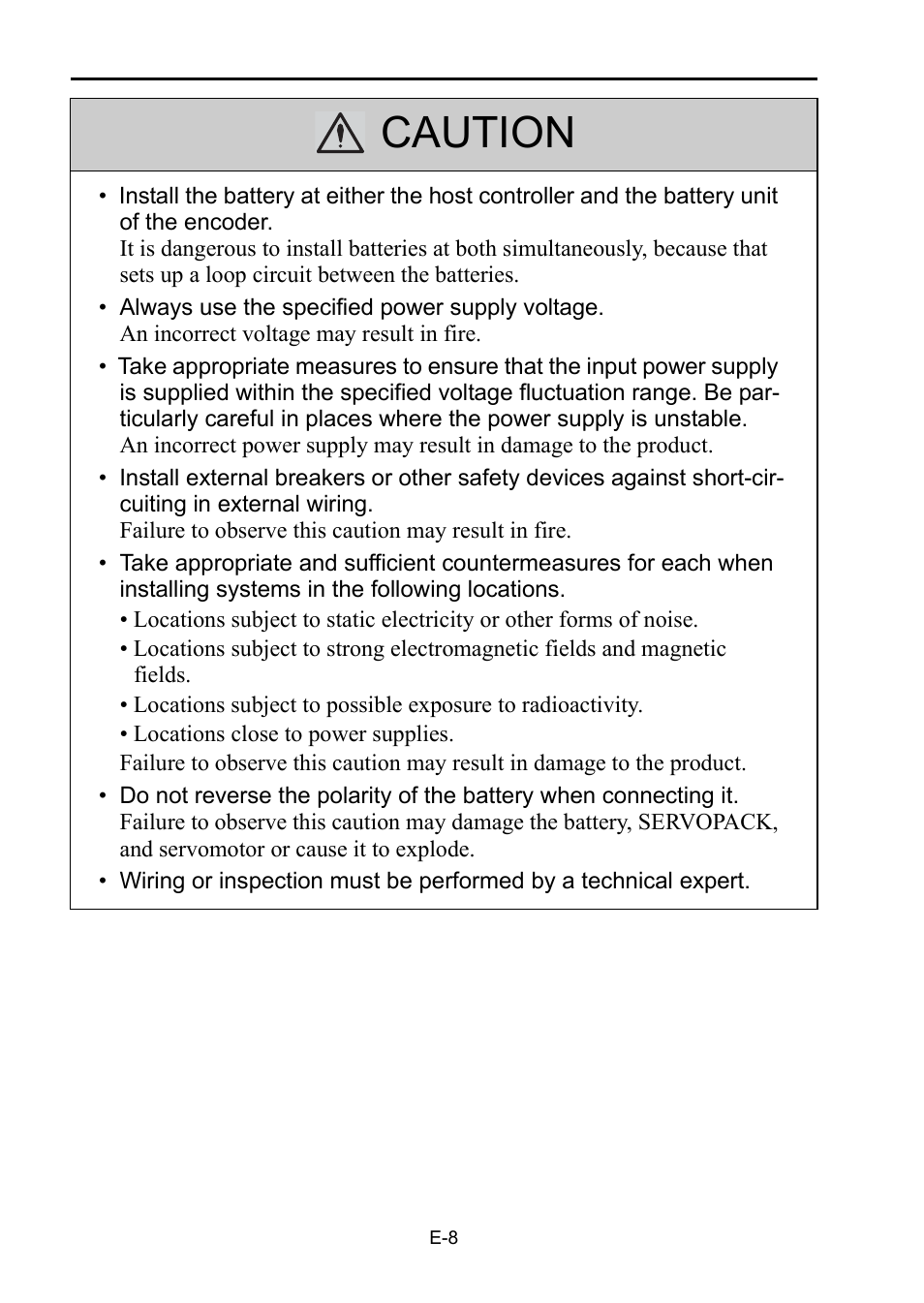Caution | Yaskawa Sigma-5 Safety Precautions for SGDV Servo Amplifier User Manual | Page 10 / 34
