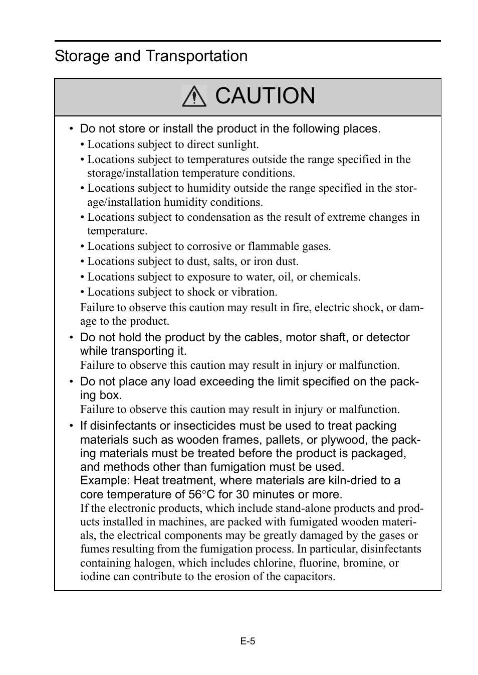 Caution, Storage and transportation | Yaskawa Sigma-5 Safety Precautions for SGDV Servo Amplifier User Manual | Page 7 / 34