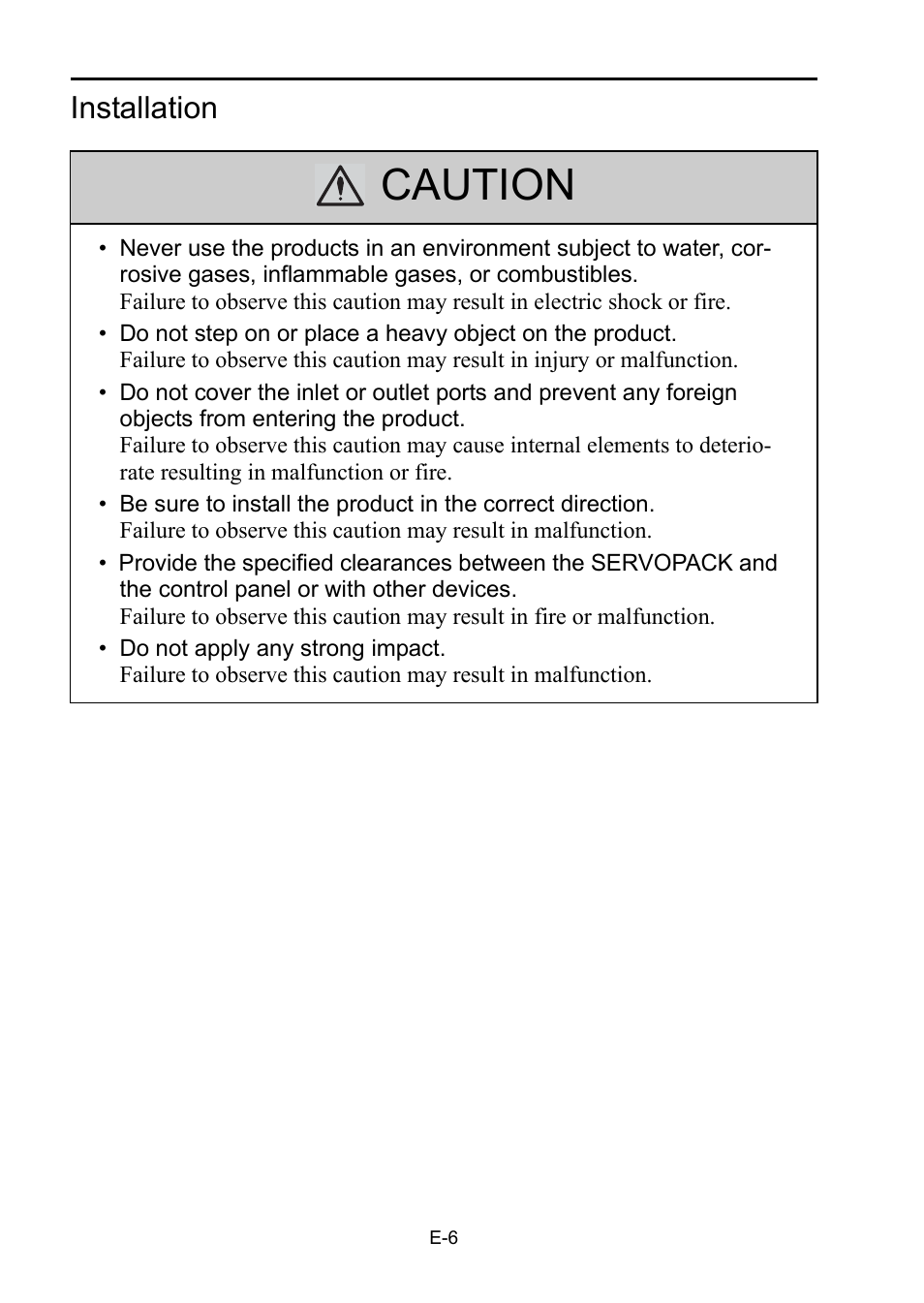 Caution, Installation | Yaskawa Sigma-5 Safety Precautions for SGDV Servo Amplifier User Manual | Page 8 / 34