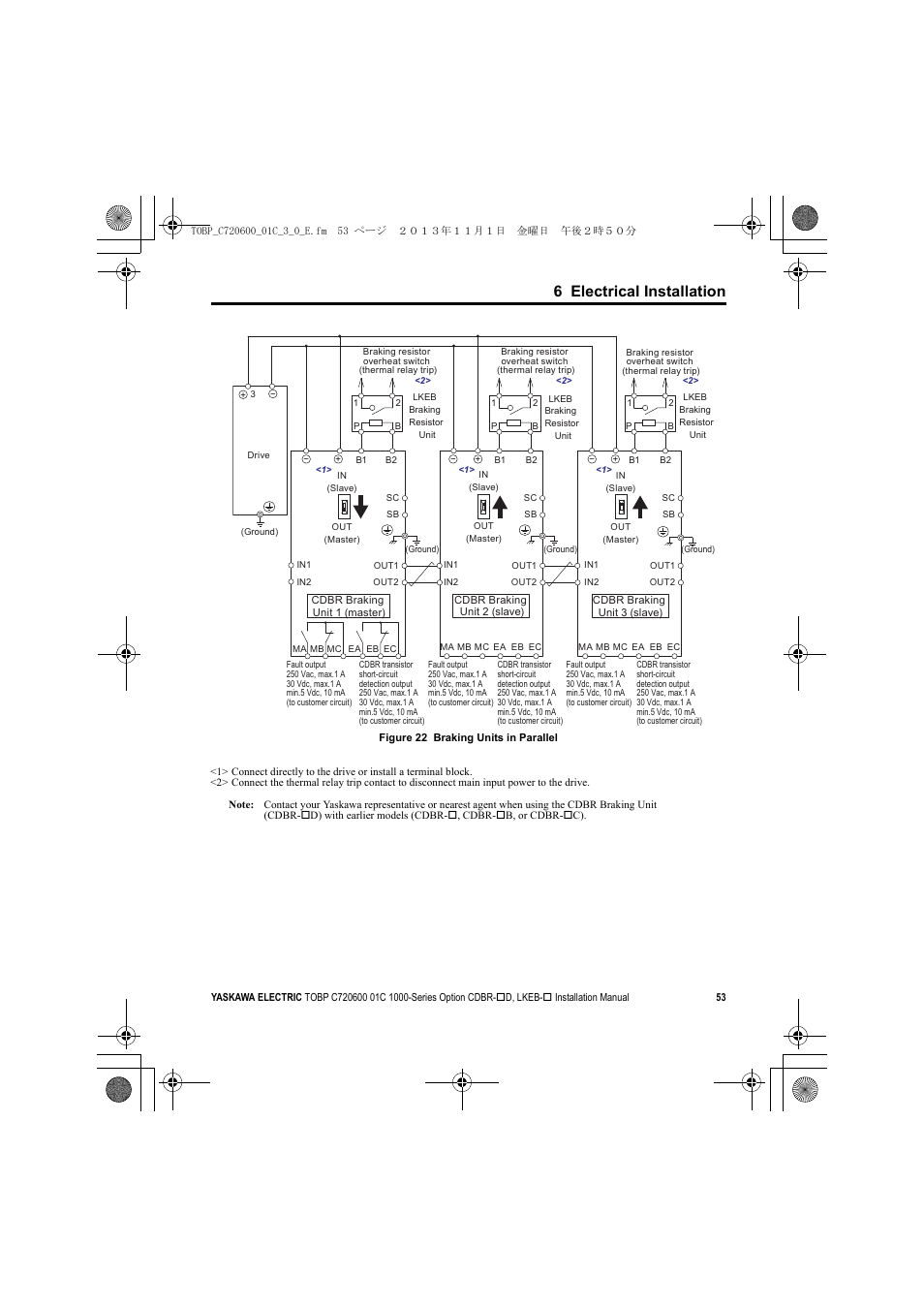 Figure 22, 6 electrical installation | Yaskawa AC Drive-Option BRAKING UNIT-CDBR Spec.D User Manual | Page 53 / 72