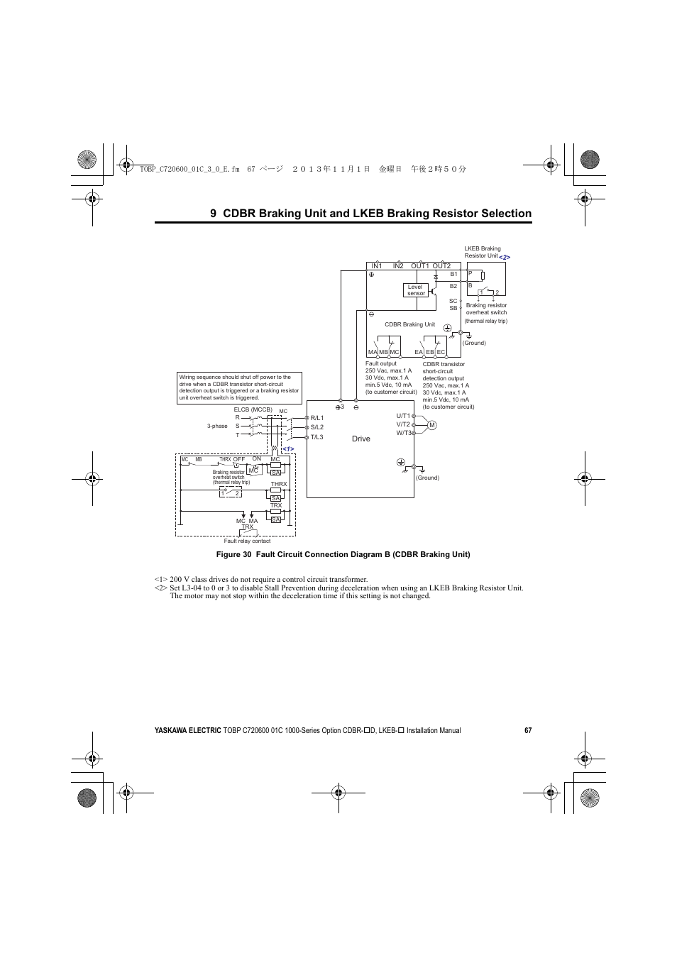Yaskawa AC Drive-Option BRAKING UNIT-CDBR Spec.D User Manual | Page 67 / 72
