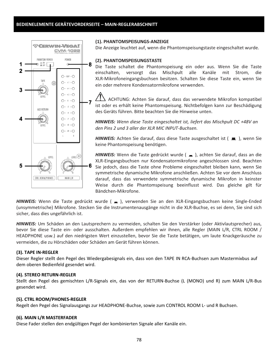 Cerwin-Vega Professional Audio Mixer CVM-1022 User Manual | Page 78 / 96