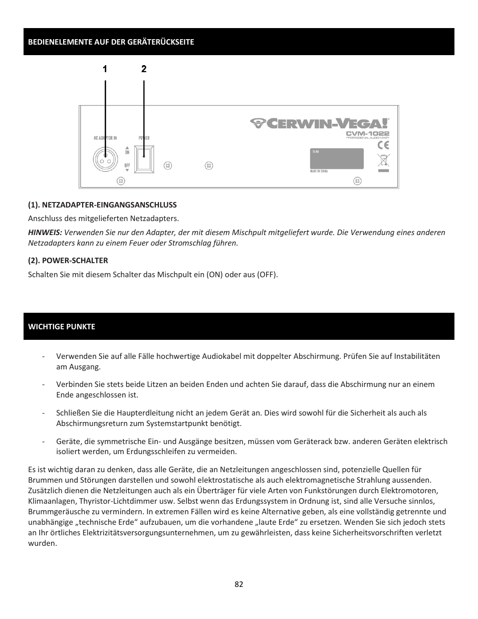 Cerwin-Vega Professional Audio Mixer CVM-1022 User Manual | Page 82 / 96
